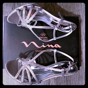 Silver Satin Nina Women’s Bobbie JS Dress Sandals